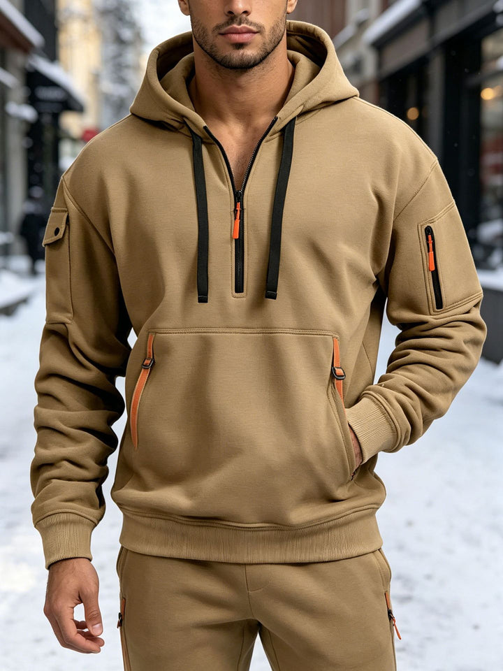Herren Sportliche Kapuzenjacke mit seitlichen Reißverschlusstaschen – Cavarno