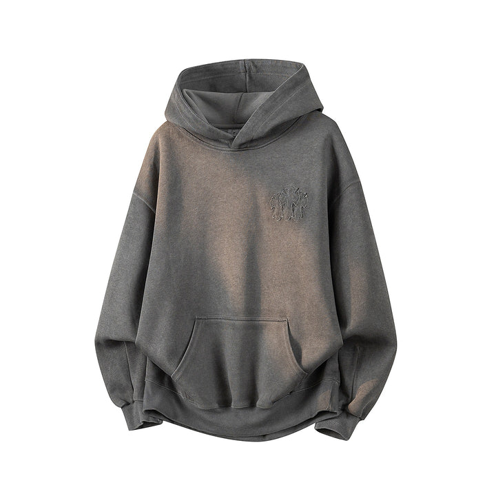 Unisex Oversize Kapuzenpullover mit handschriftlichem Grafik-Print, Kängurutasche & geripptem Saum Echoarchiv