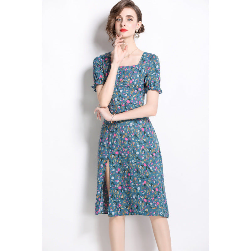 Damen Midikleid mit floralem Druck und seitlichem Schlitz Echo Archiv