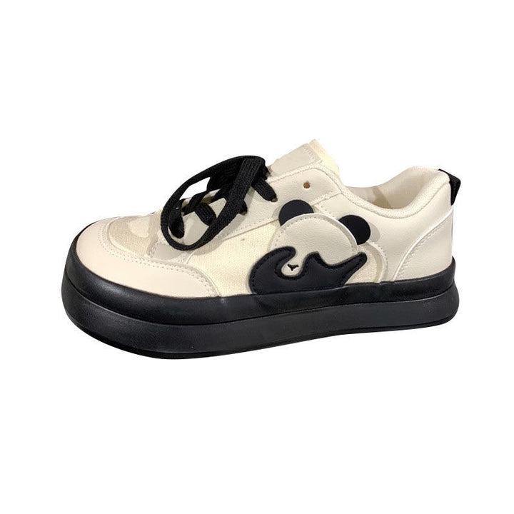 Damen Retro-Canvas-Plateau-Sneaker mit markanter Gummisohle und Logo-Detail – Névara