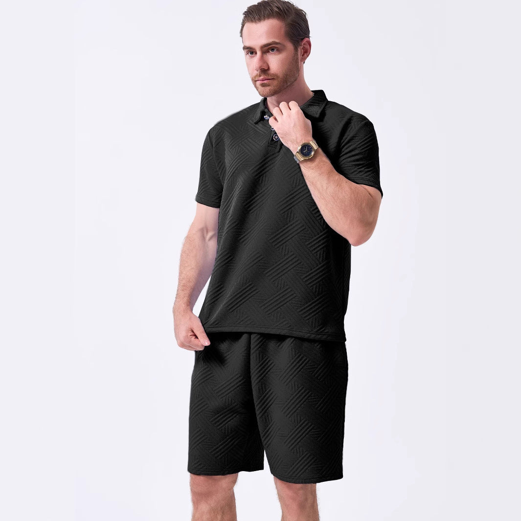 Herren Sportliches Set mit strukturiertem Oberteil und Shorts Echoarchiv