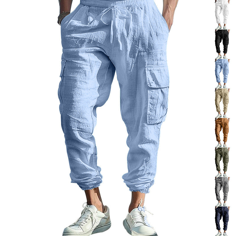 Herren luftige Cargo-Hose mit elastischem Bund und seitlichen Taschen Echoarchiv
