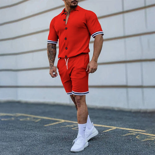 Herren Sportliches Kurzarmhemd mit passender Shorts Echoarchiv