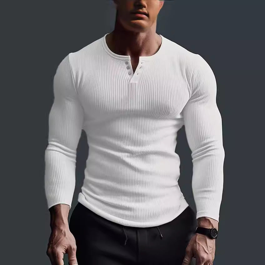 Herren Langarmshirt mit strukturiertem Rippenmuster Echoarchiv