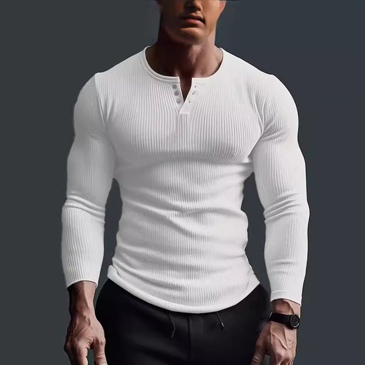 Herren Langarmshirt mit strukturiertem Rippenmuster Echoarchiv