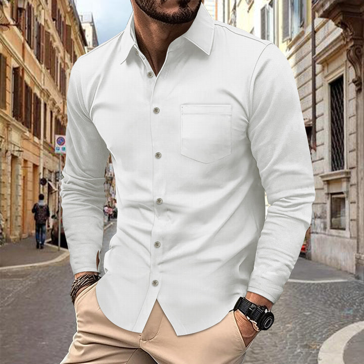 Herren elegantes Langarmhemd mit strukturiertem Design Echoarchiv