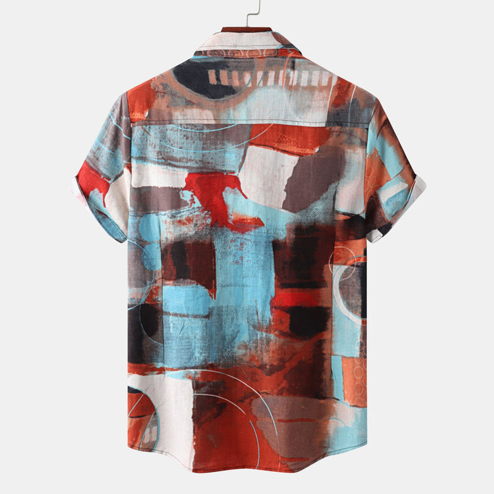 Herren Kurzarmhemd mit kreativem Abstract-Design Echoarchiv