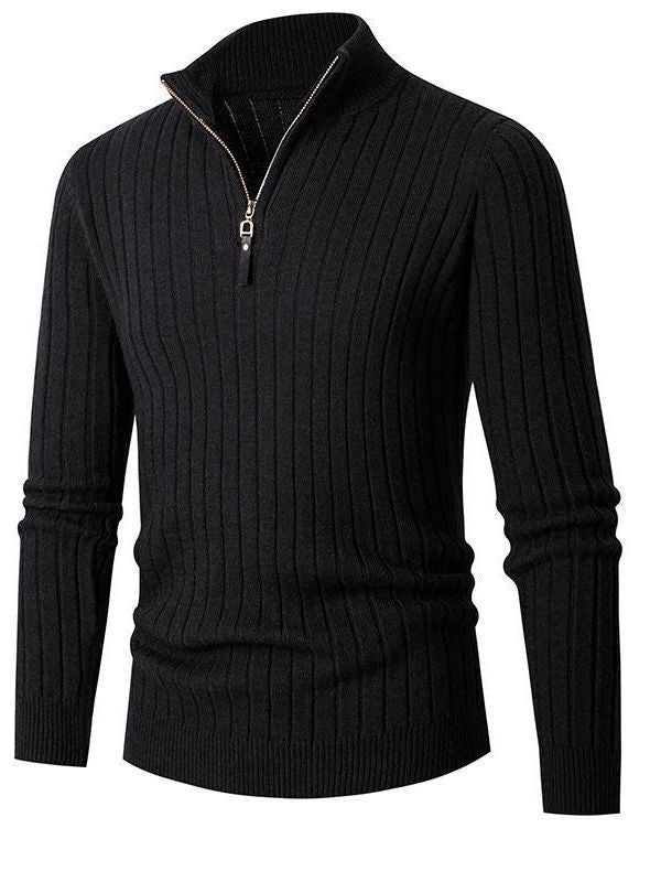 Herren Pullover mit Stehkragen und strukturiertem Rippdesign Echoarchiv