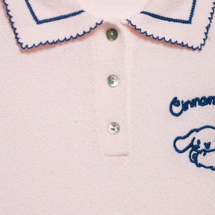 Damen Polo-Shirt mit feiner Struktur und gesticktem Motiv Echo Archiv