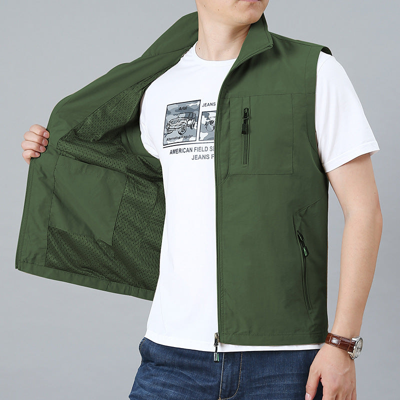 Herren nan technische Zip-Weste mit hochgeschlossenem Kragen wasserabweisendem Nylon und Sicherheitsreißverschlusstaschen Echo Archiv