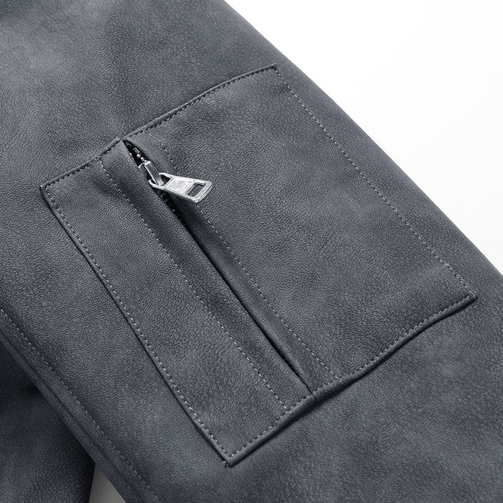 Herren Stilvolle Kunstlederjacke mit hohem Kragen Echo Archiv