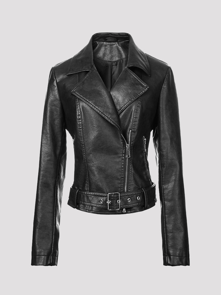 Damen Trendige Bikerjacke mit Taillengürtel Echo Archiv