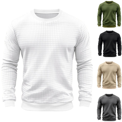 Herren nan strukturiertes Karo-Strick-Sweatshirt mit Rundhalsausschnitt und körperbetonter Athletik-Passform Echo Archiv