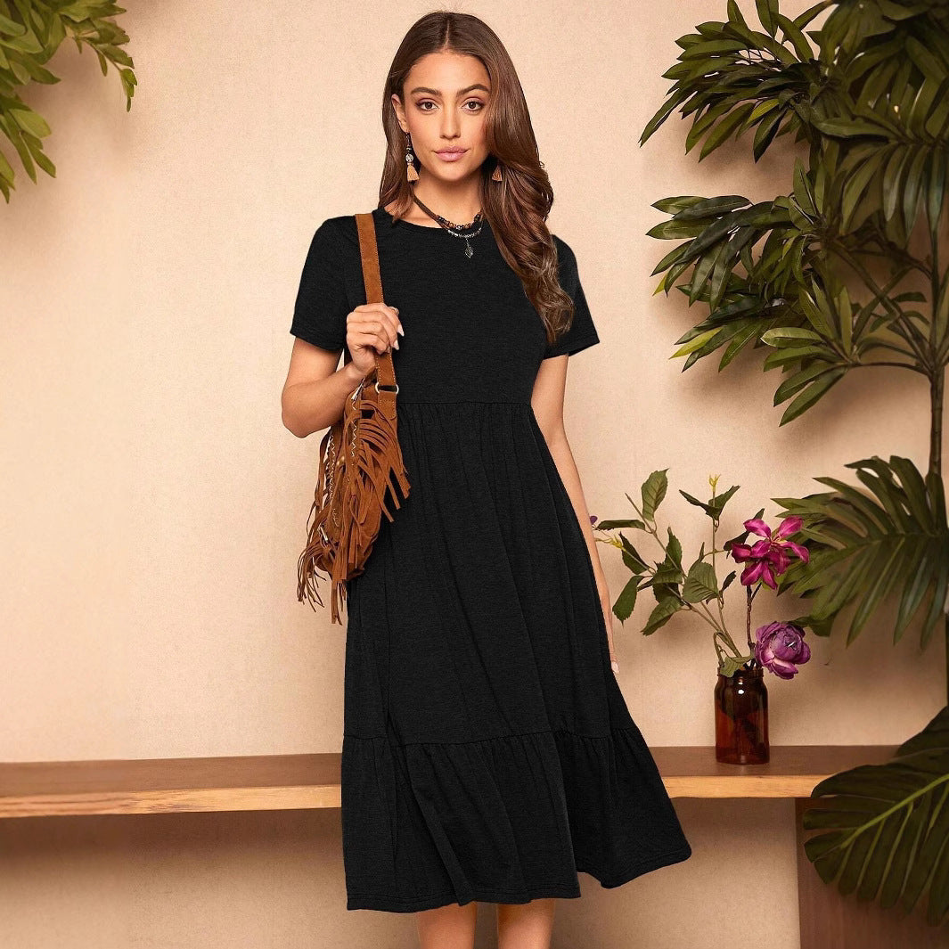 Damen lässiges T-Shirt-Kleid mit lockerer Passform und Rüschensaum Echo Archiv