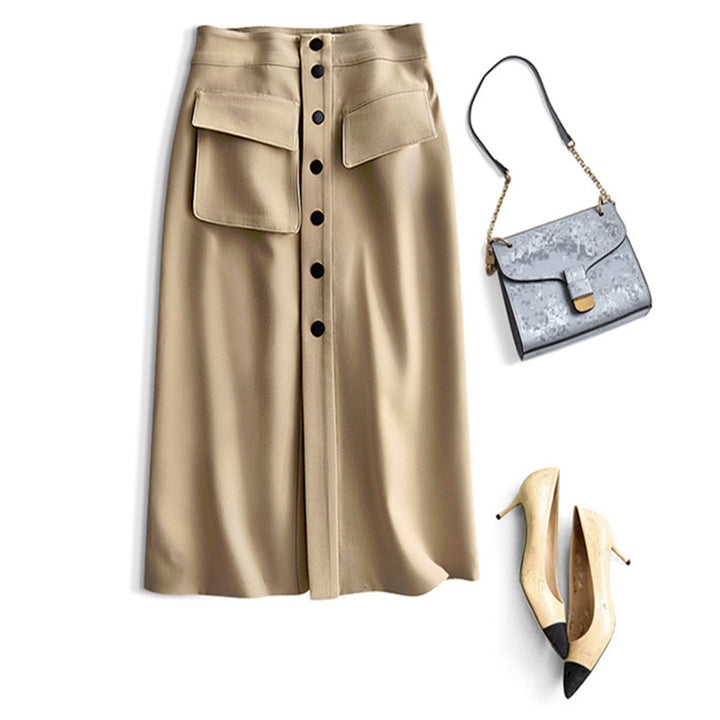 Damen Eleganter Midirock mit Taschen Echoarchiv