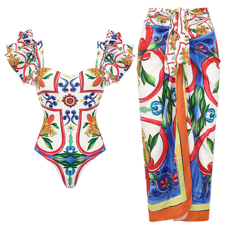 Damen Bikini-Top und Wickelrock Set Echo Archiv