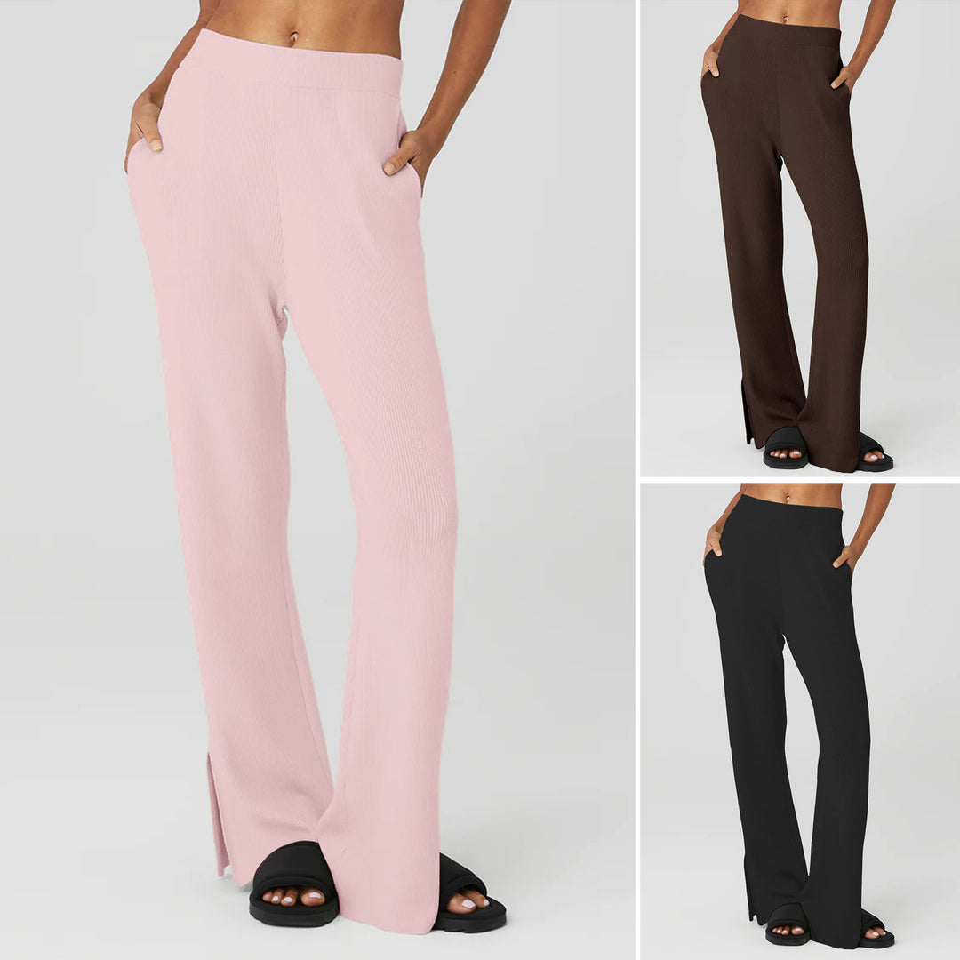 Damen nan weite Loungehose mit elastischem Bund, Eingrifftaschen und seitlichem Saumschlitz Echo Archiv
