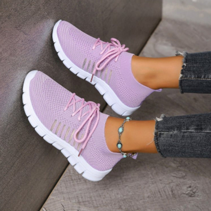 Damen nan gestrickte Sock-Sneaker mit elastischem Schaft, dekorativer Schnürung und flexibler Profilsohle Echo Archiv