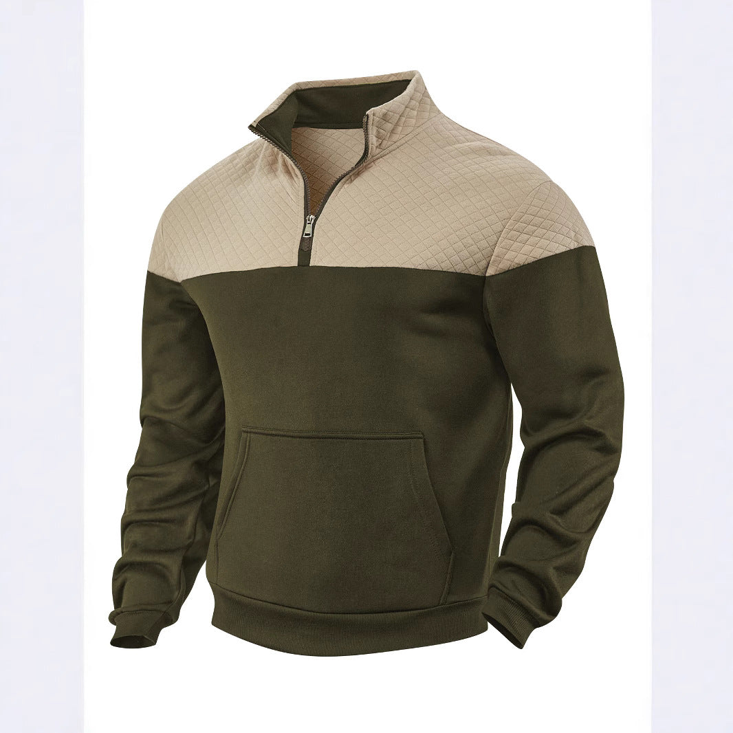 Herren nan Schulterpaneel-Halbzip-Sweatpullover mit gesteppter Schulterpartie und Kängurutasche Echo Archiv