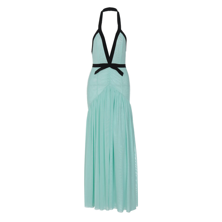 Damen Maxikleid mit tiefem V-Ausschnitt und innovativer Raffung Echo Archiv