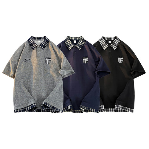 Herren lässiges Polohemd mit karierter Kragenverarbeitung und sportlichem Design Echoarchiv