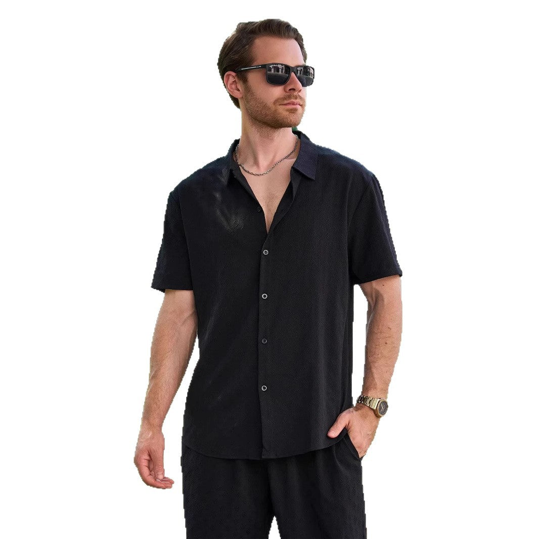 Herren elegantes Kurzarmhemd mit strukturiertem Design und zeitgemäßem Schnitt Echoarchiv