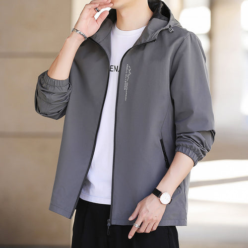 Herren Leichte wasserabweisende Kapuzenjacke im Urban-Minimalstil mit Reißverschluss Echo Archiv