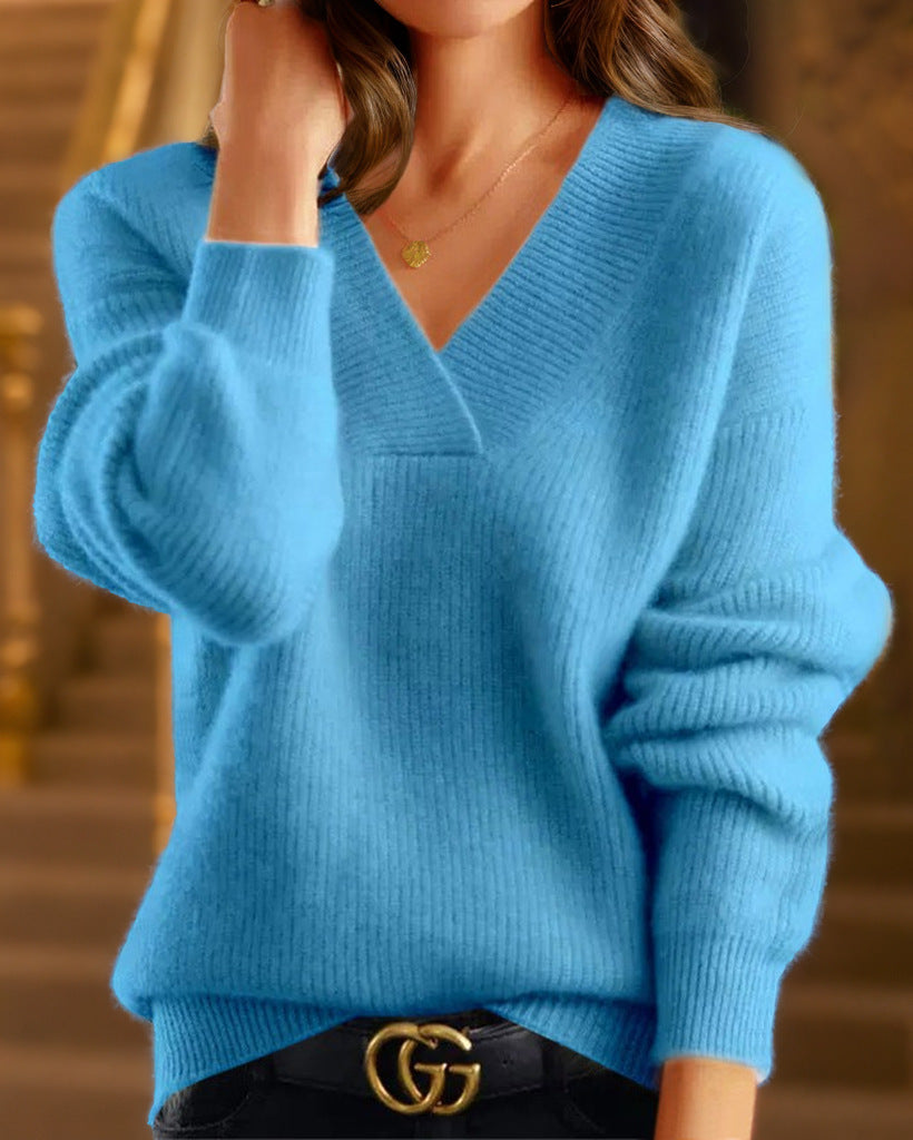 Damen nan kuscheliger V-Ausschnitt Pullover aus feinem Strick Echo Archiv