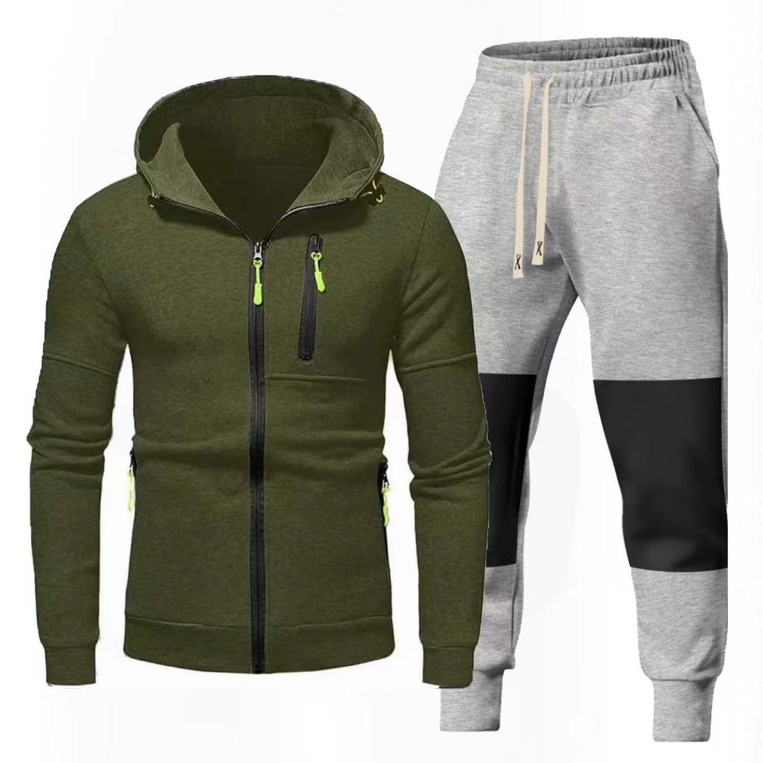 Herren Sportliches Hoodie- und Jogginghose-Set mit Funktionalen Reißverschlusstaschen Echoarchiv
