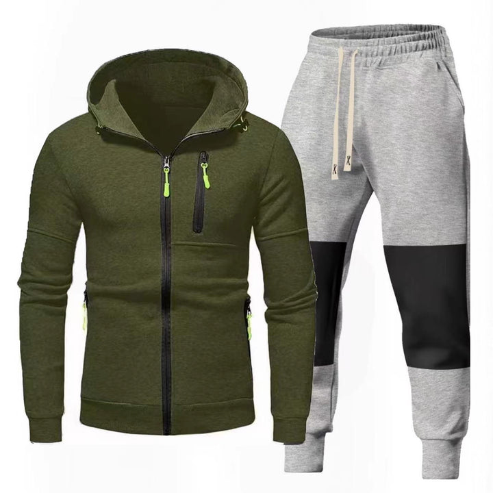 Herren Sportliches Hoodie- und Jogginghose-Set mit Funktionalen Reißverschlusstaschen Echoarchiv