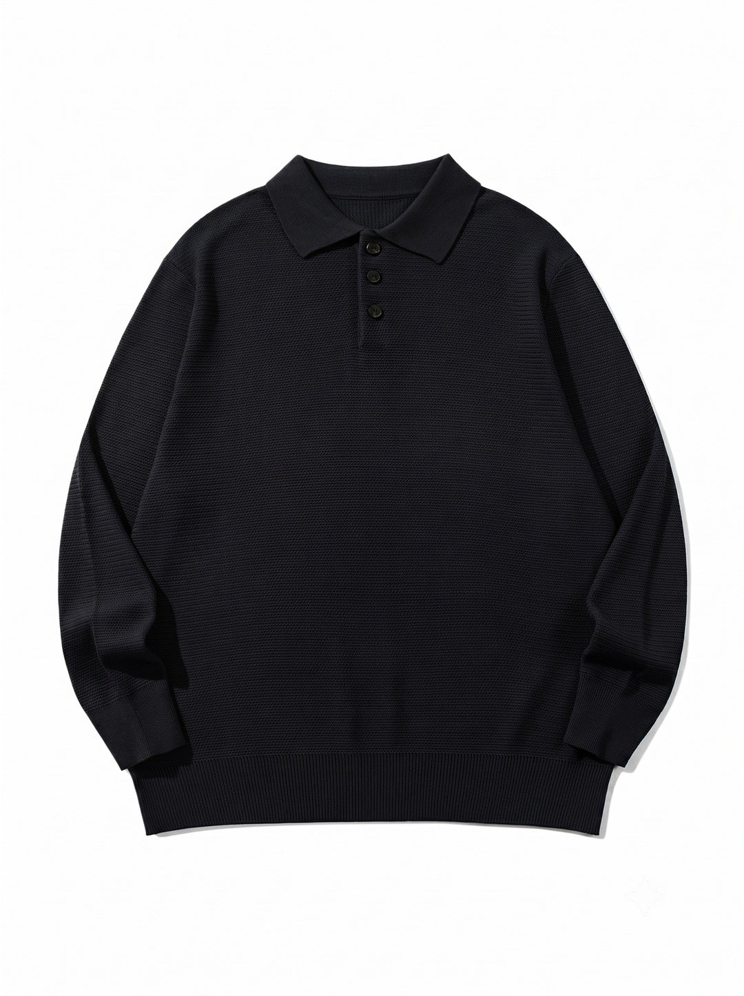 Unisex Waffelstrick-Polo im Relaxed-Fit mit dreifacher Knopfleiste und geripptem Saum Echoarchiv