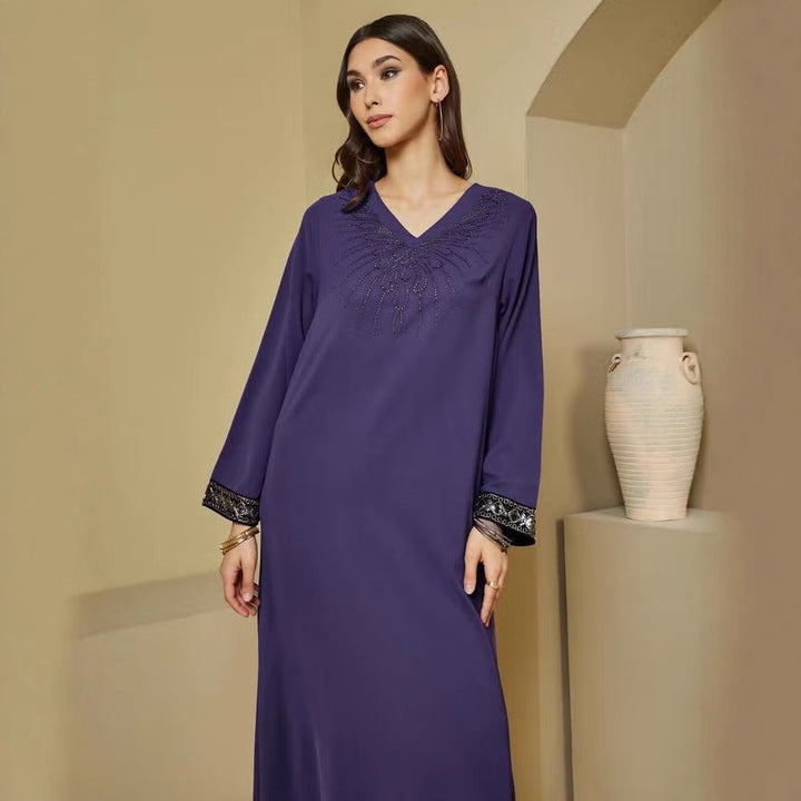 Damen Elegante Maxikleid mit bestickten Ärmeln Echo Archiv