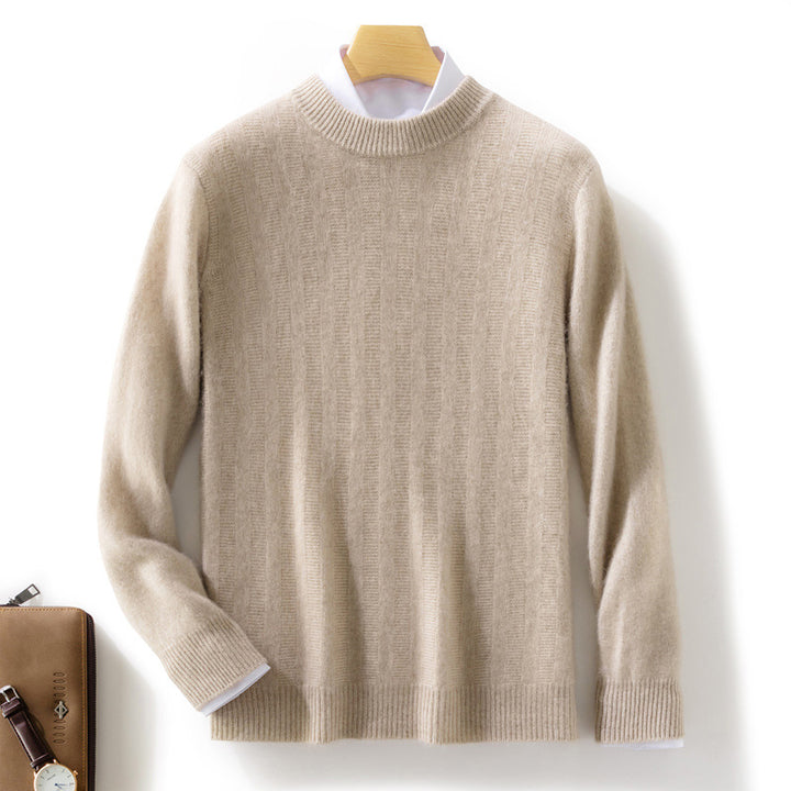 Herren Feinstrickpullover mit kurzem Stehkragen, strukturierter Längsrippe und schlanker Passform Echoarchiv