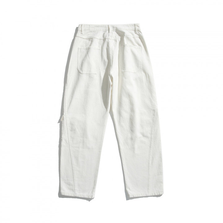 Unisex Weite Utility-Cargo-Hose aus robustem Baumwoll-Denim mit hoher Taille und Klappentaschen Echo Archiv
