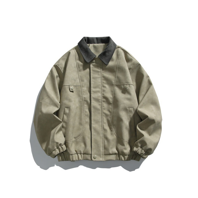 Herren Boxy-Canvas-Blousonjacke mit Cordkragen und elastischem Saum Echoarchiv