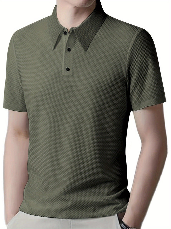 Herren Polohemd mit strukturiertem Design und atmungsaktiver Textur Echoarchiv