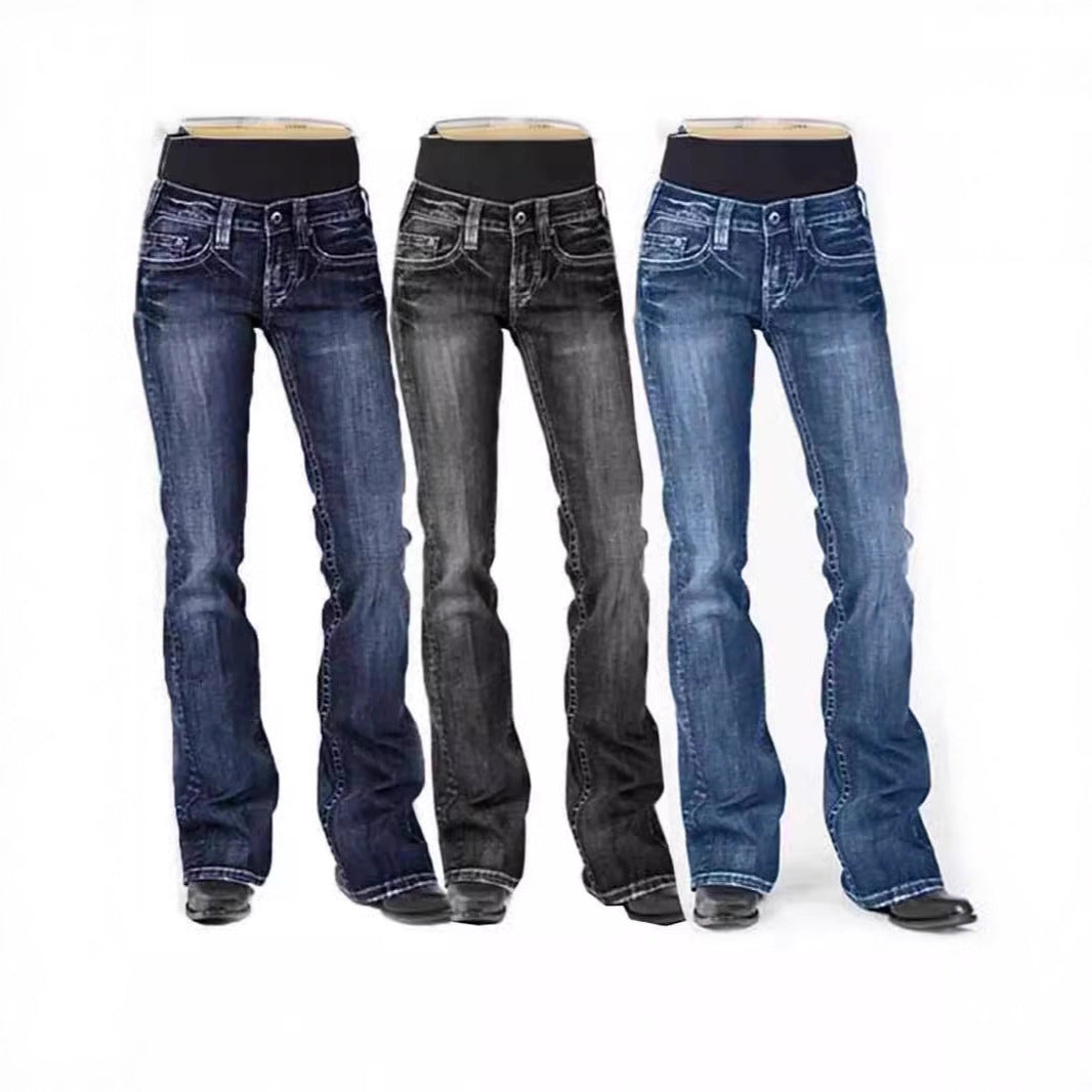 Damen elegante Bootcut JEchoarchivns mit hohem Bund und dezenter Waschung