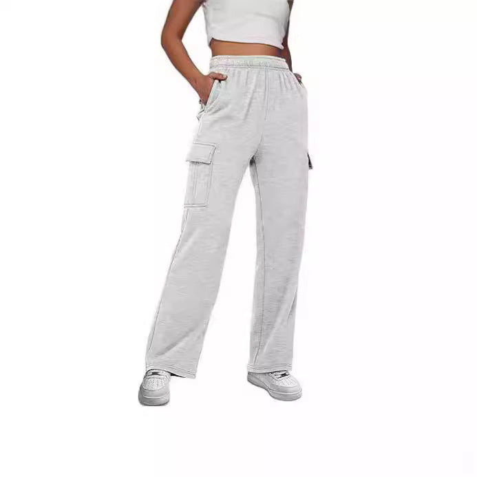 Damen nan gerade geschnittene Cargo-Sweathose mit hoher Taille und aufgesetzten Taschen Echo Archiv