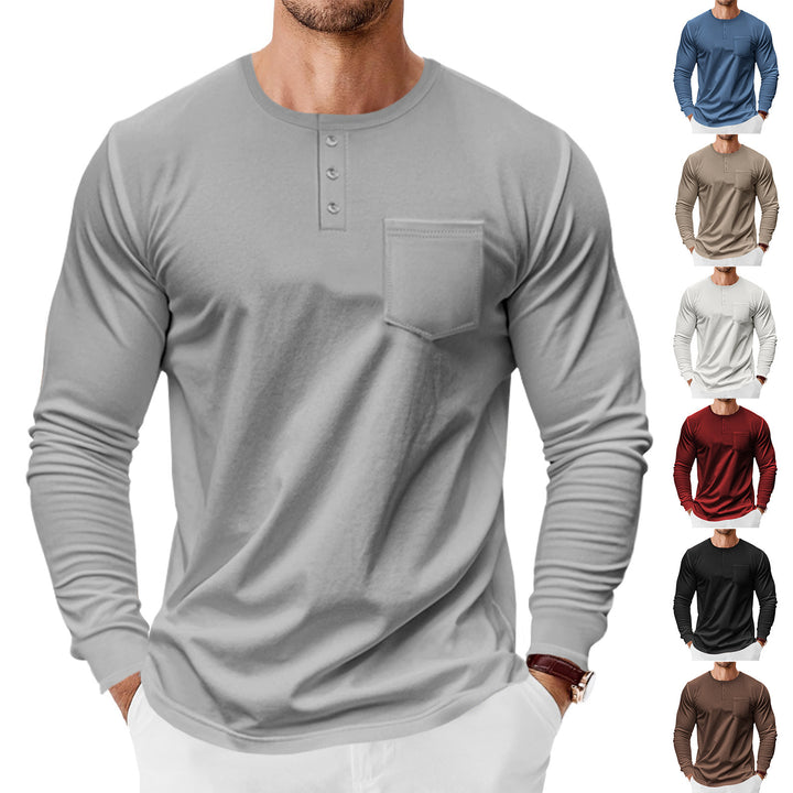 Herren Langarmshirt mit modischem Henley-Ausschnitt und praktischer Brusttasche Echoarchiv