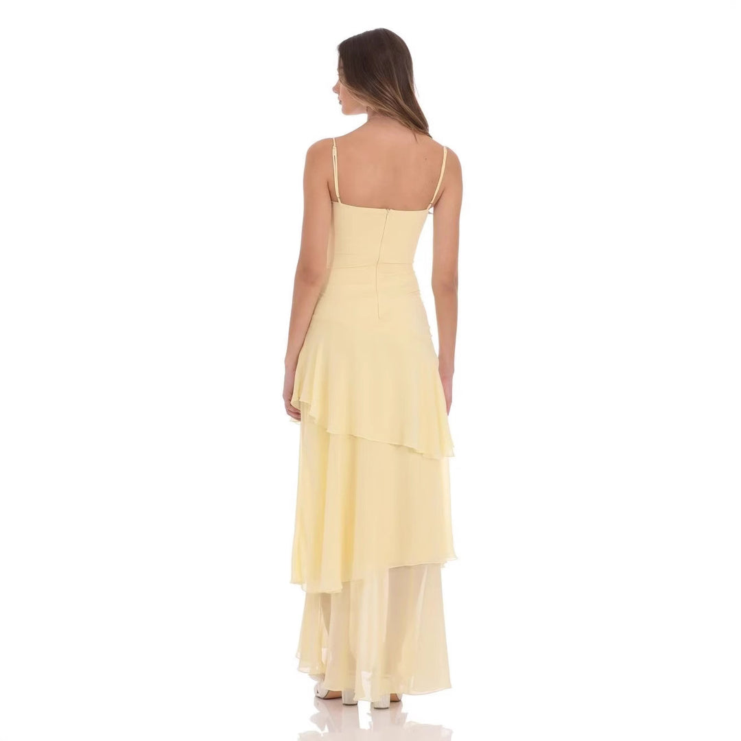 Damen nan romantisches Stufen-Maxikleid mit Herzausschnitt und feinen Spaghettiträgern Echo Archiv