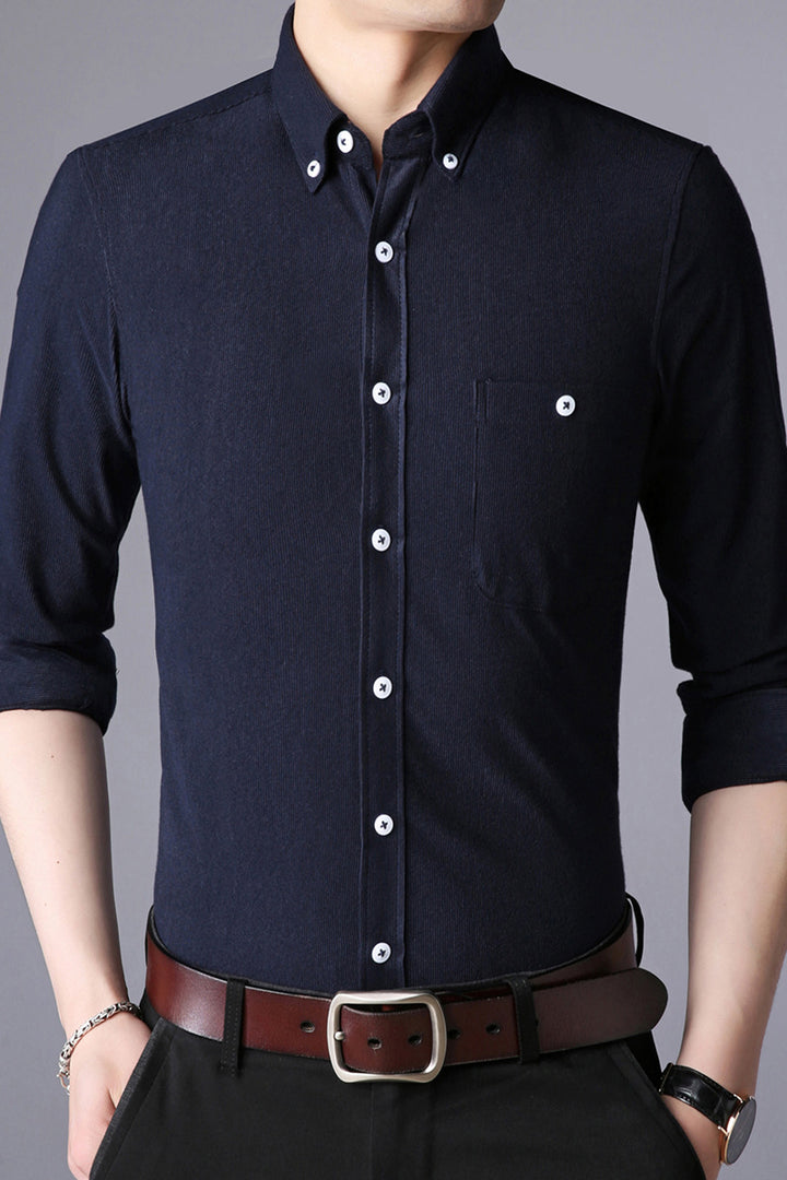 Herren Langarmhemd mit klassischem Button-Down-Kragen Echoarchiv