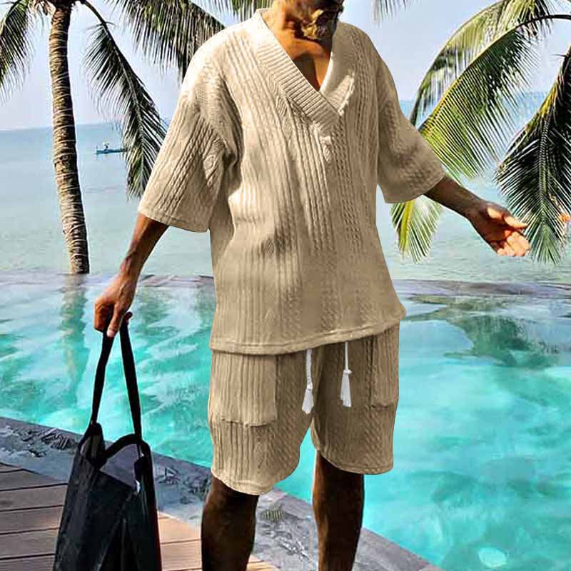 Herren lässiges Beach-Outfit mit lockerer Passform und praktischen Taschen Echoarchiv