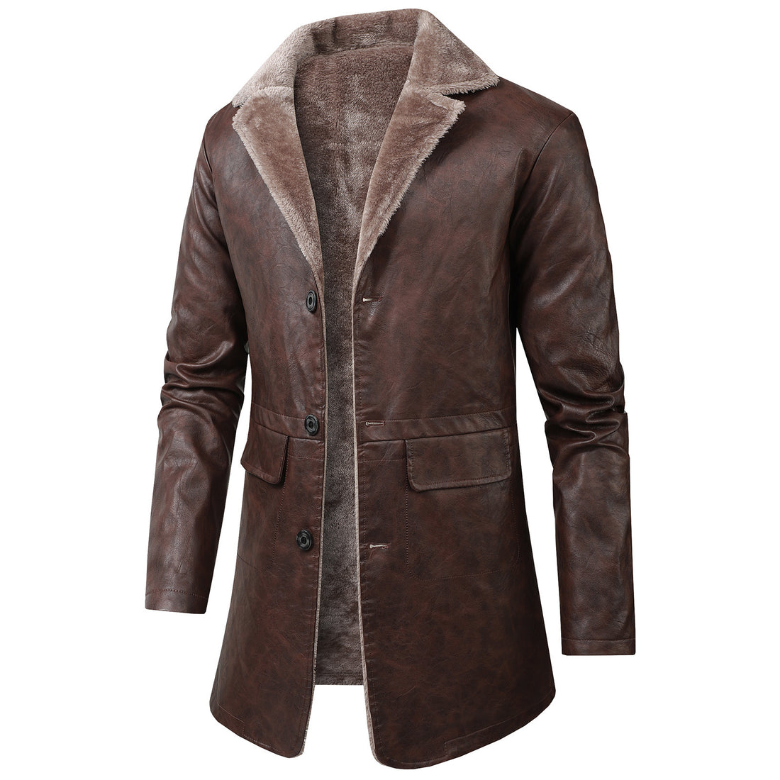 Herren Elegante Kunstlederjacke mit Fleece-Futter Echo Archiv