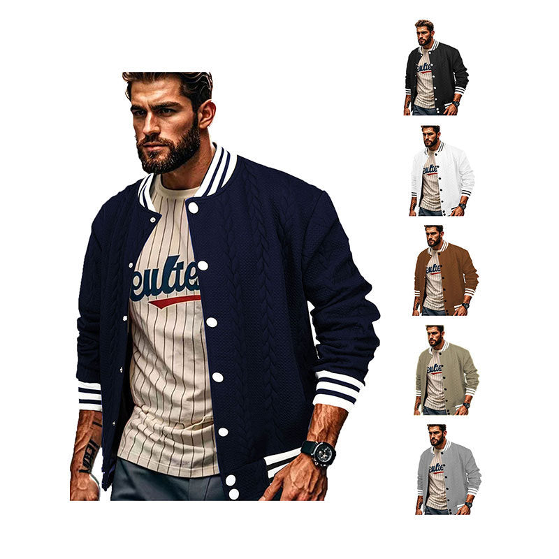 Herren Sportswear-Bomberjacke mit strukturiertem Design und Kontraststreifen Echoarchiv
