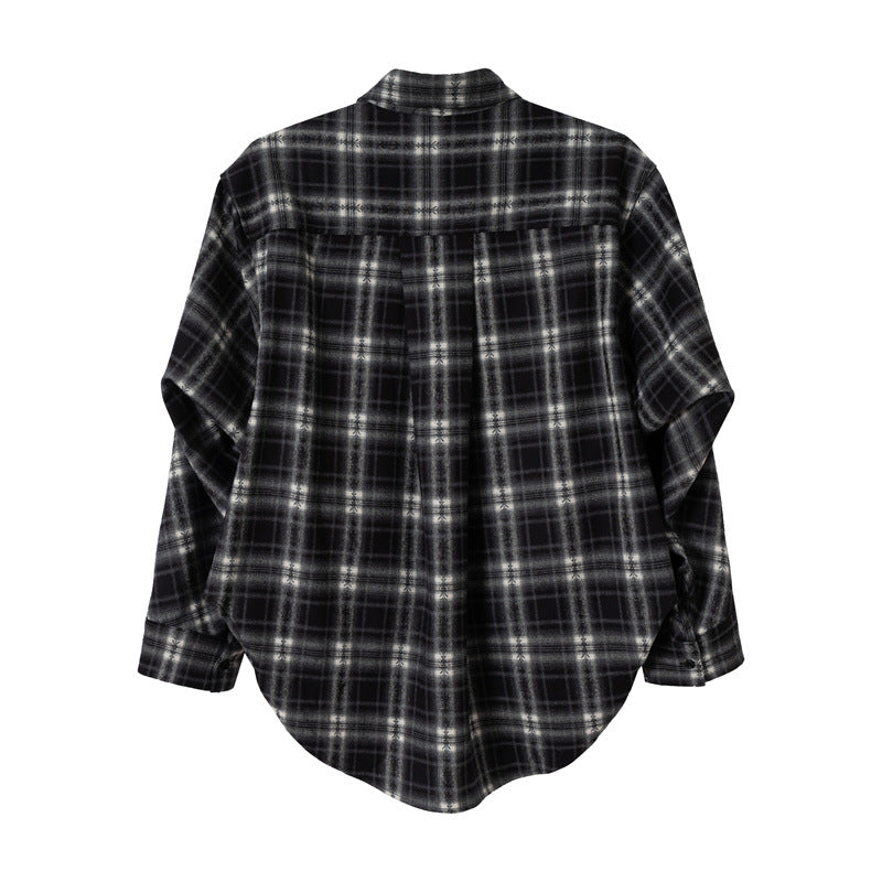 Damen Oversize-Flanellhemd mit asymmetrischem Saum Echoarchiv