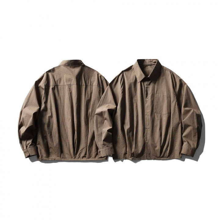 Herren Kurz geschnittenes kastiges Overshirt mit Karomuster, Hemdkragen und elastischem Saum Echo Archiv
