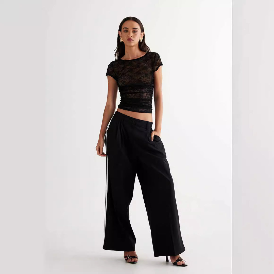 Damen Spitzentop mit enganliegendem Design und kurzen Ärmeln Echo Archiv