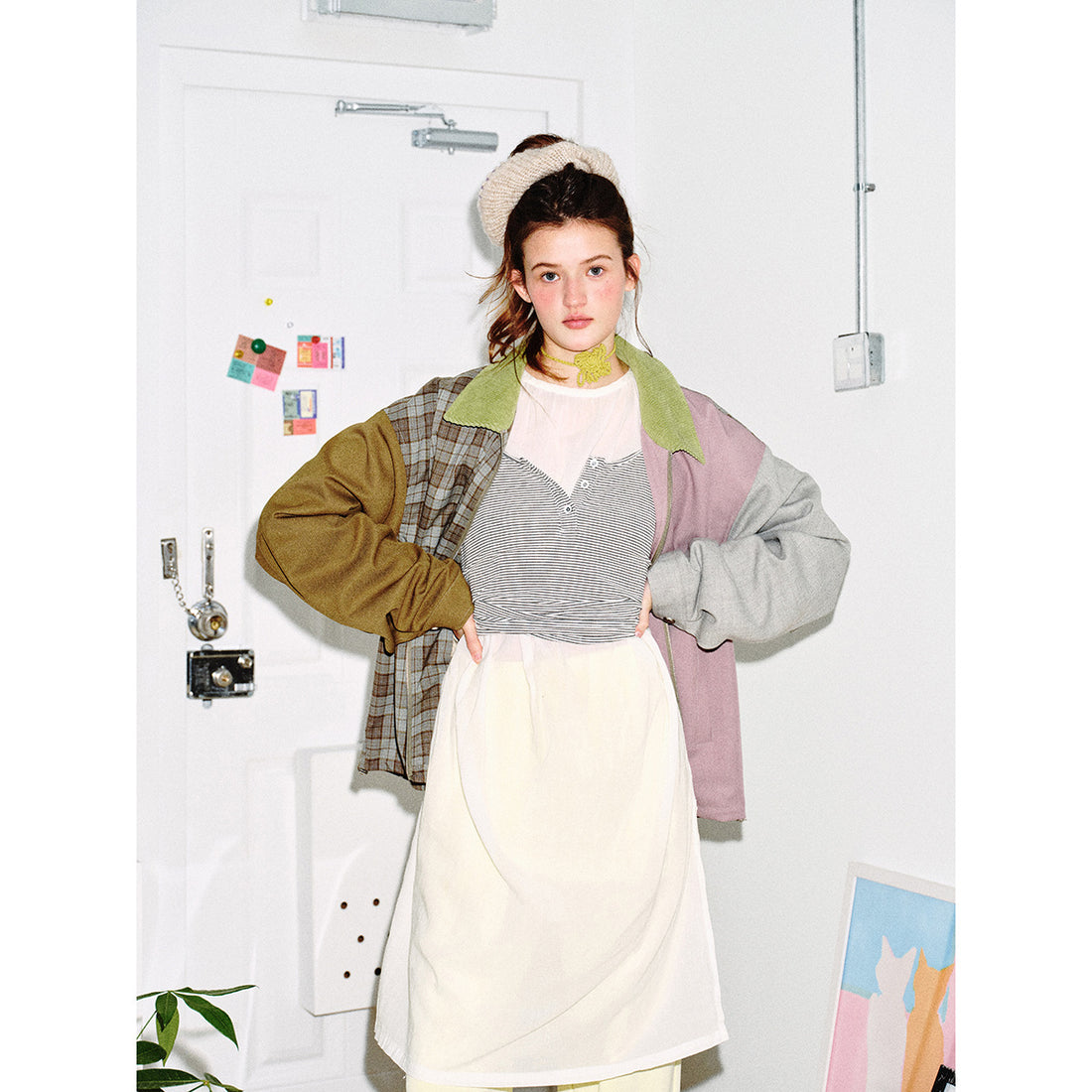 Damen Patchwork‑Blousonjacke im Boxy‑Cut mit Kordkragen Echoarchiv