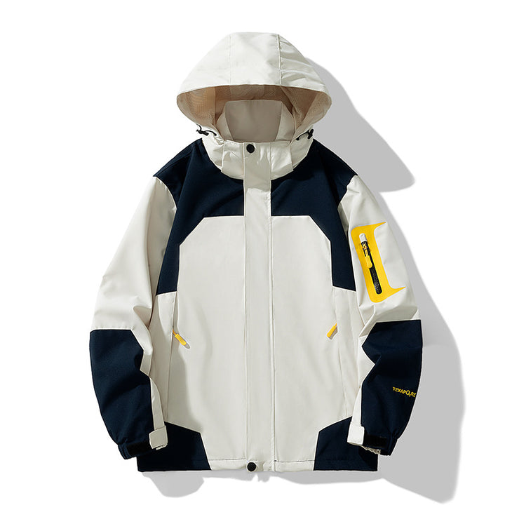 Herren Nano winddichte Softshell-Outdoojecke mit verstellbarer Kapuze, Reißverschlusstasche am Arm und atmungsaktiver Membran – Taviero
