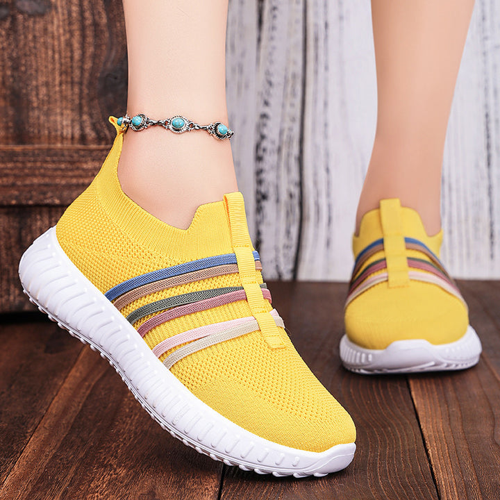 Damen nan leichte gestrickte Schlupfsneaker mit elastischen Zierbändern und stoßdämpfender EVA-Laufsohle Echo Archiv